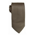 Stock Latte/ Black Striped Polyester Tie